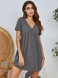 V-Neck Short Sleeve Lounge Dress for Women