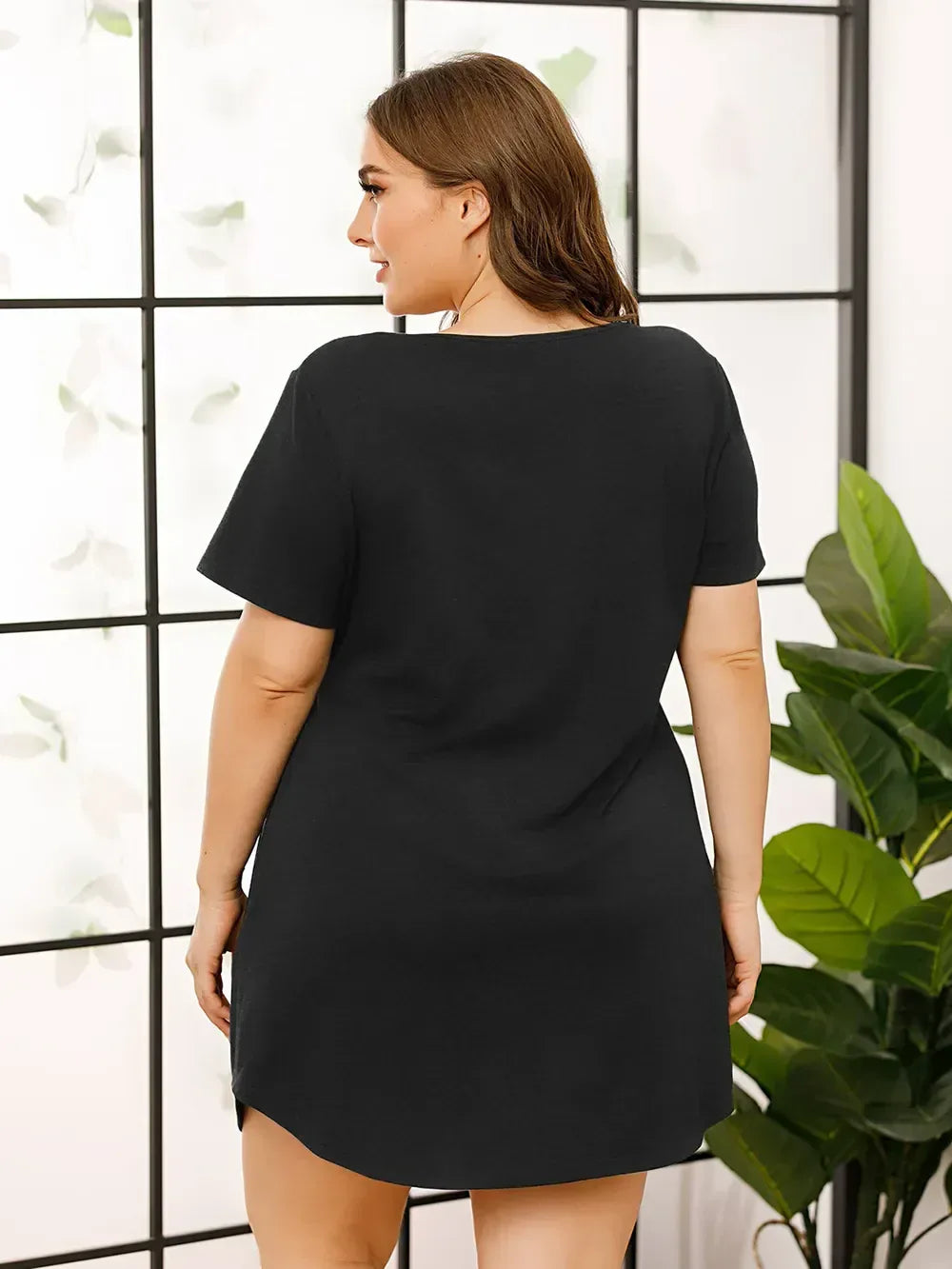 V-Neck Short Sleeve Lounge Dress for Women