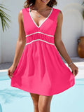 V-Neck Sleeveless Mini Dress Hot Pink / S
