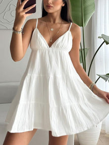 Flowy V-Neck Tiered Mini Dress