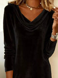 Velvet Cowl Neck Long Sleeve Mini Dress