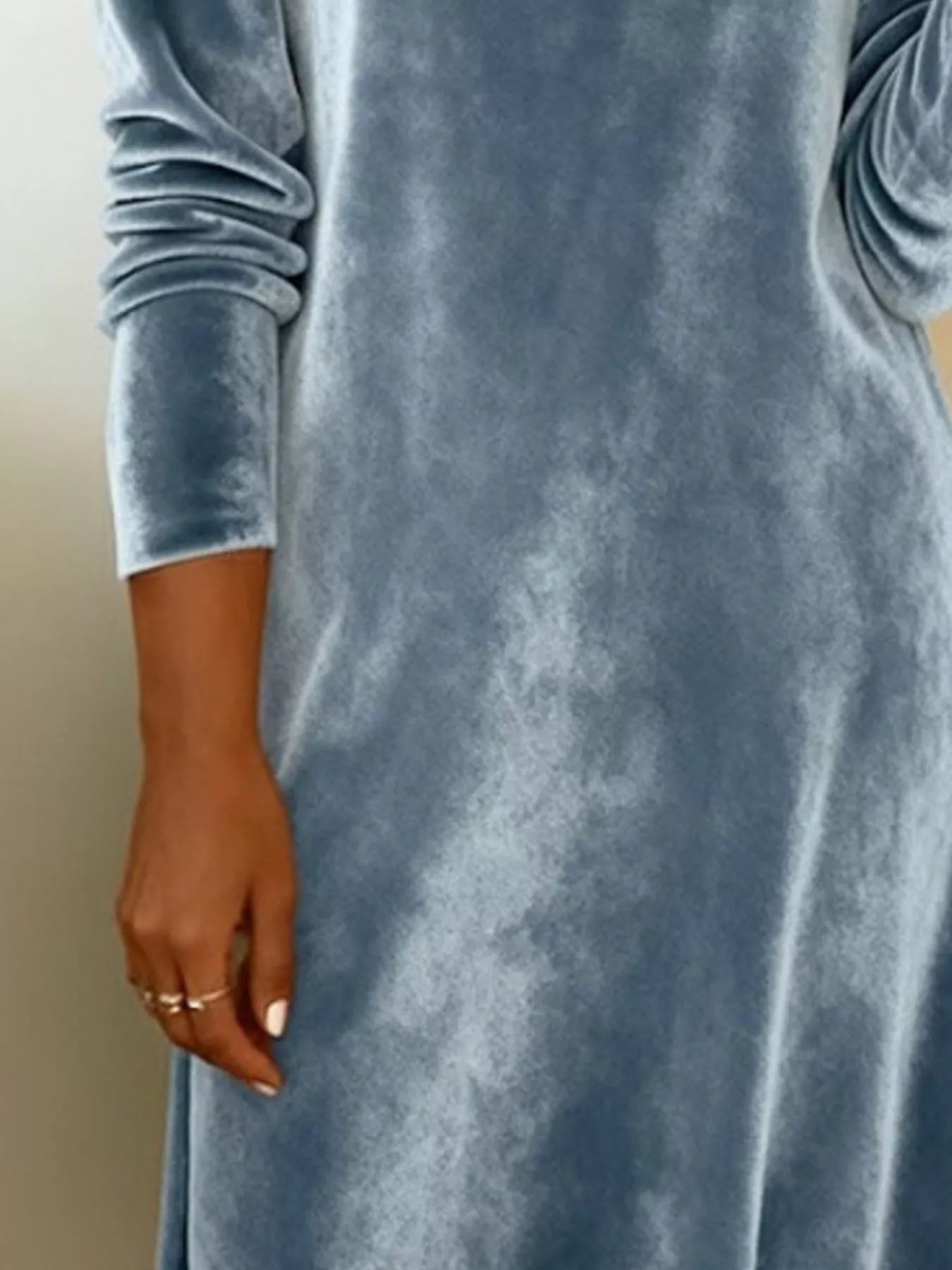 Velvet Cowl Neck Long Sleeve Mini Dress