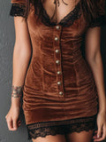 Velvet Lace-Trim Bodycon Dress - product view 4