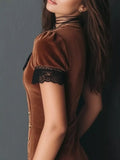Velvet Lace-Trim Bodycon Dress - product view 3