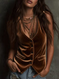 Velvet Vest Coat for Women Brown / S