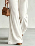 Velvet Wide-Leg Pants with Drawstring