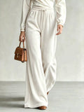 Velvet Wide-Leg Pants with Drawstring White / XS