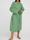 Waffle Knit Lounge Nightgown for Women Green / S