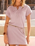 Waffle Knit Short Sleeve Dress