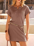 Waffle Knit Short Sleeve Dress