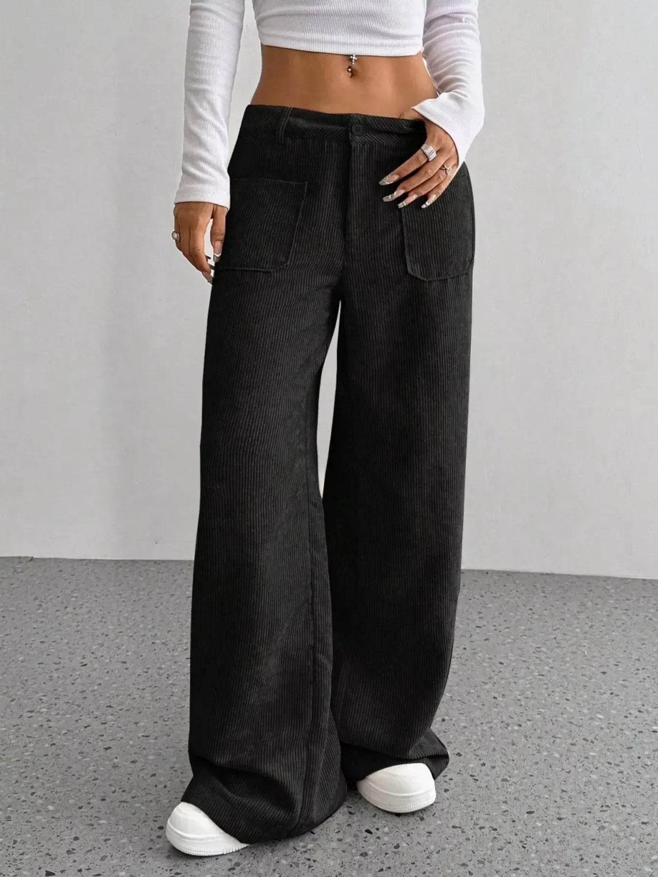 Wide Leg Corduroy Pants for Women