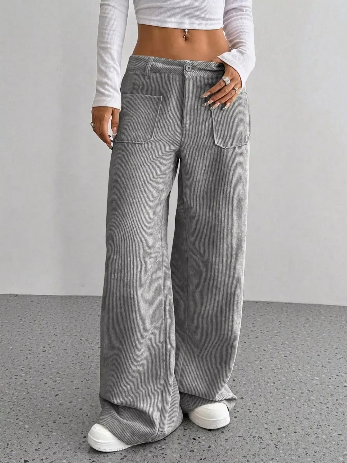 Wide Leg Corduroy Pants for Women
