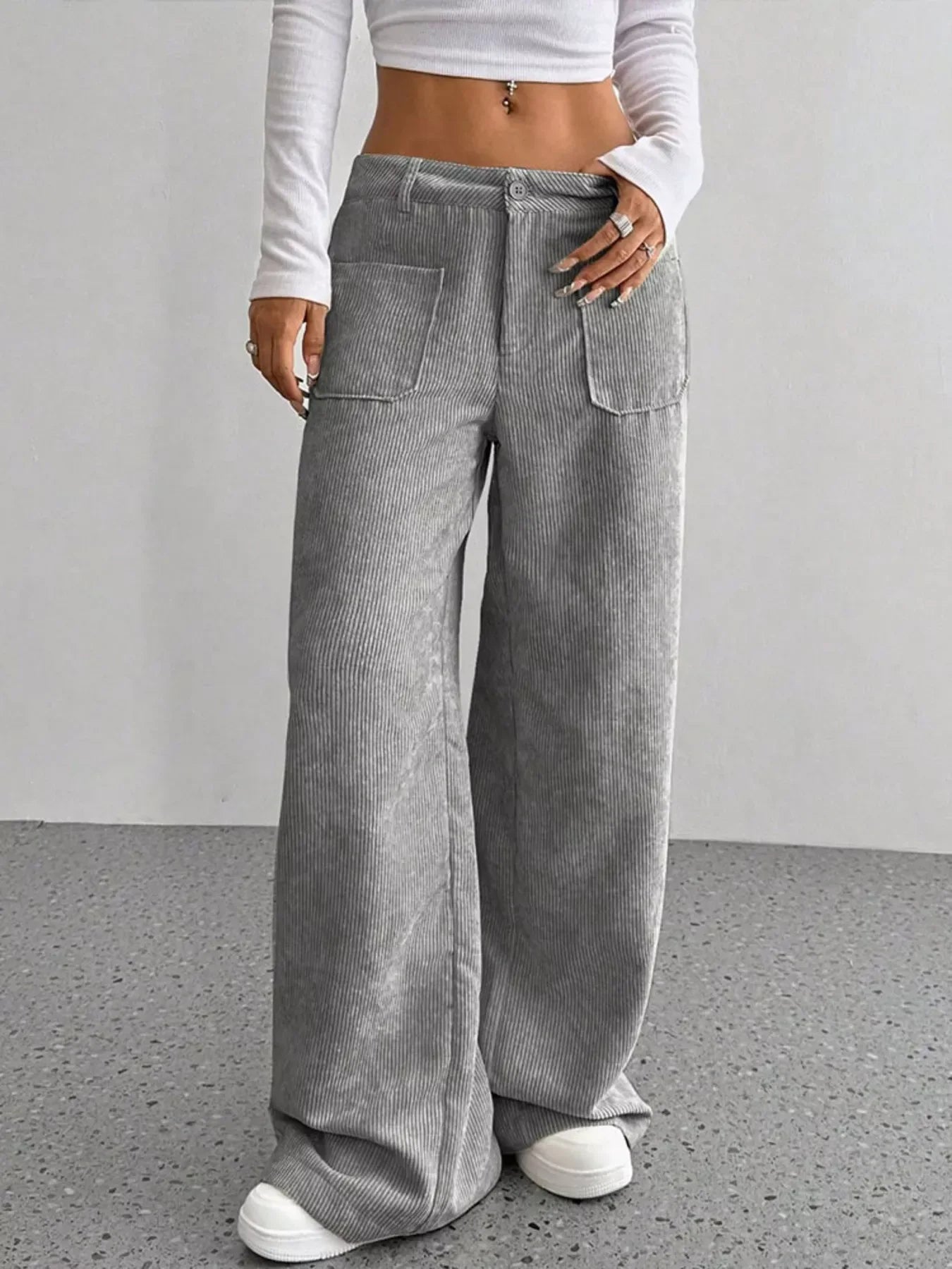 Wide Leg Corduroy Pants for Women
