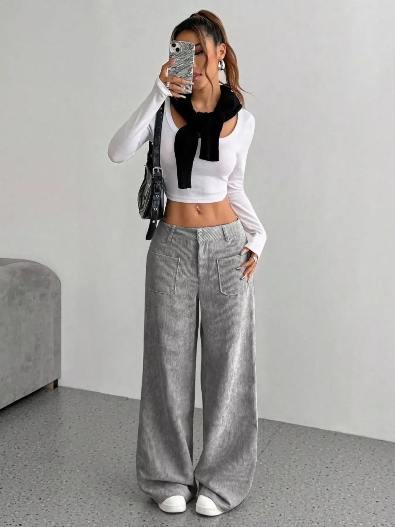 Wide Leg Corduroy Pants for Women