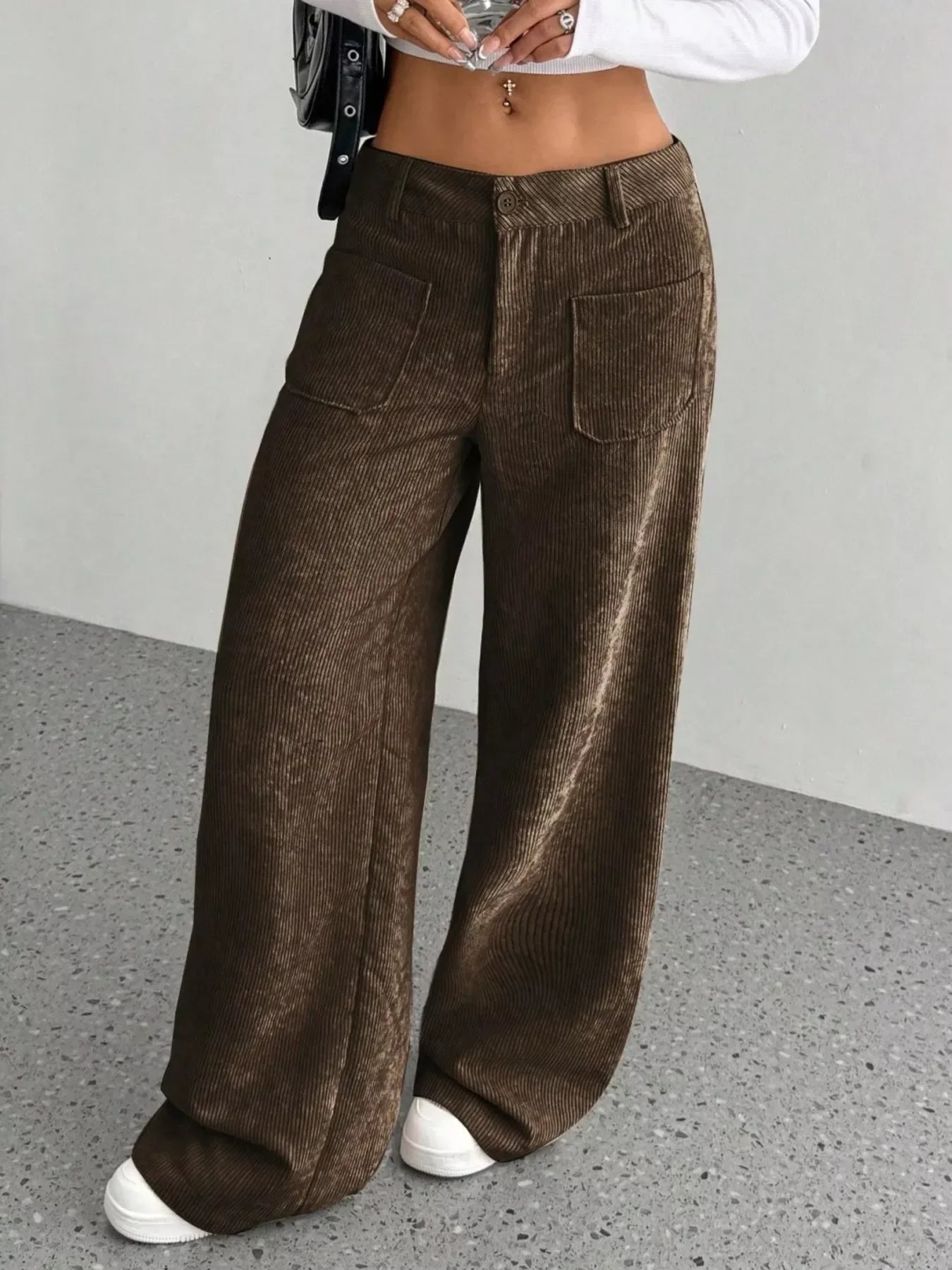 Wide Leg Corduroy Pants for Women