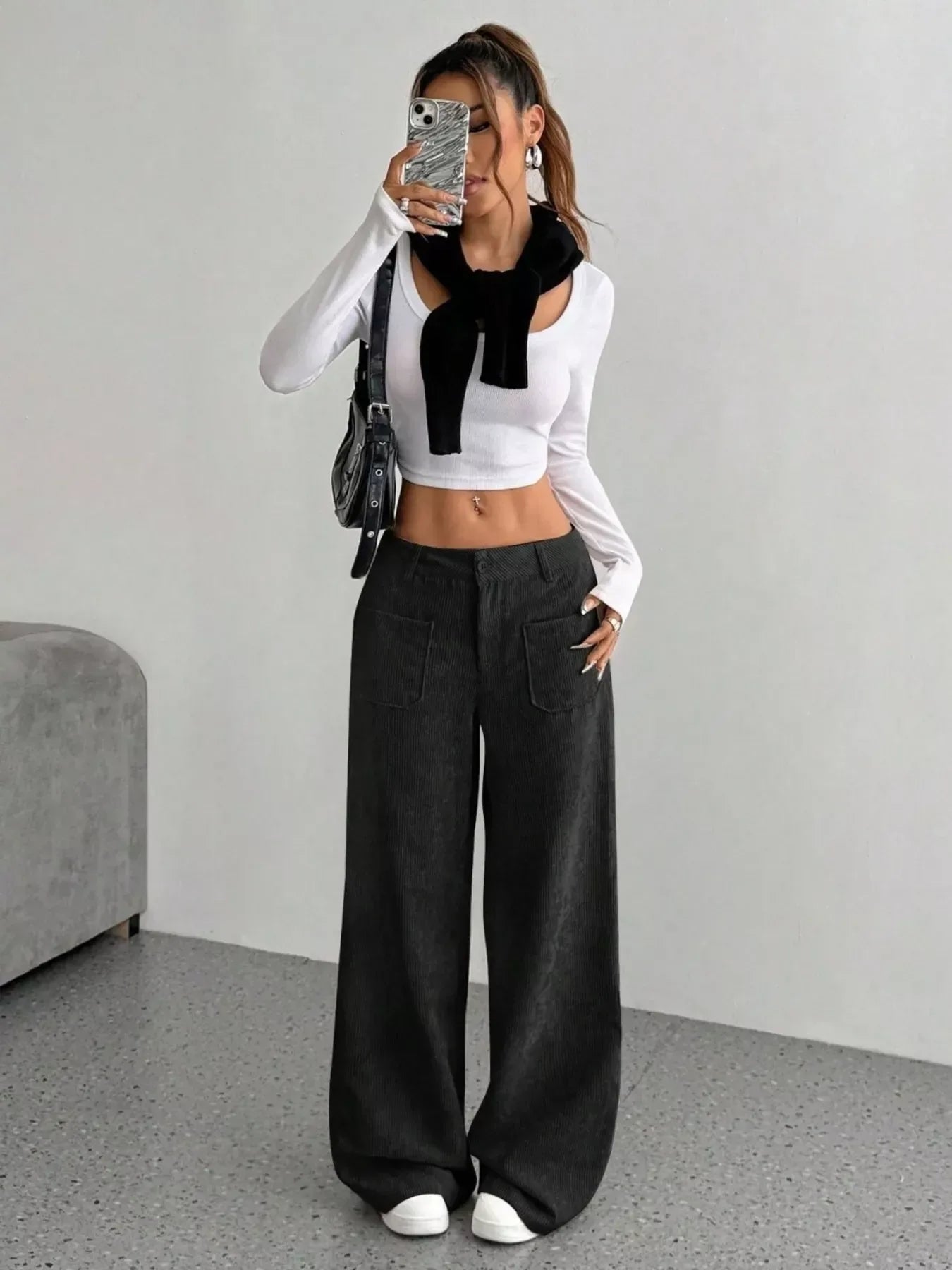 Wide Leg Corduroy Pants for Women