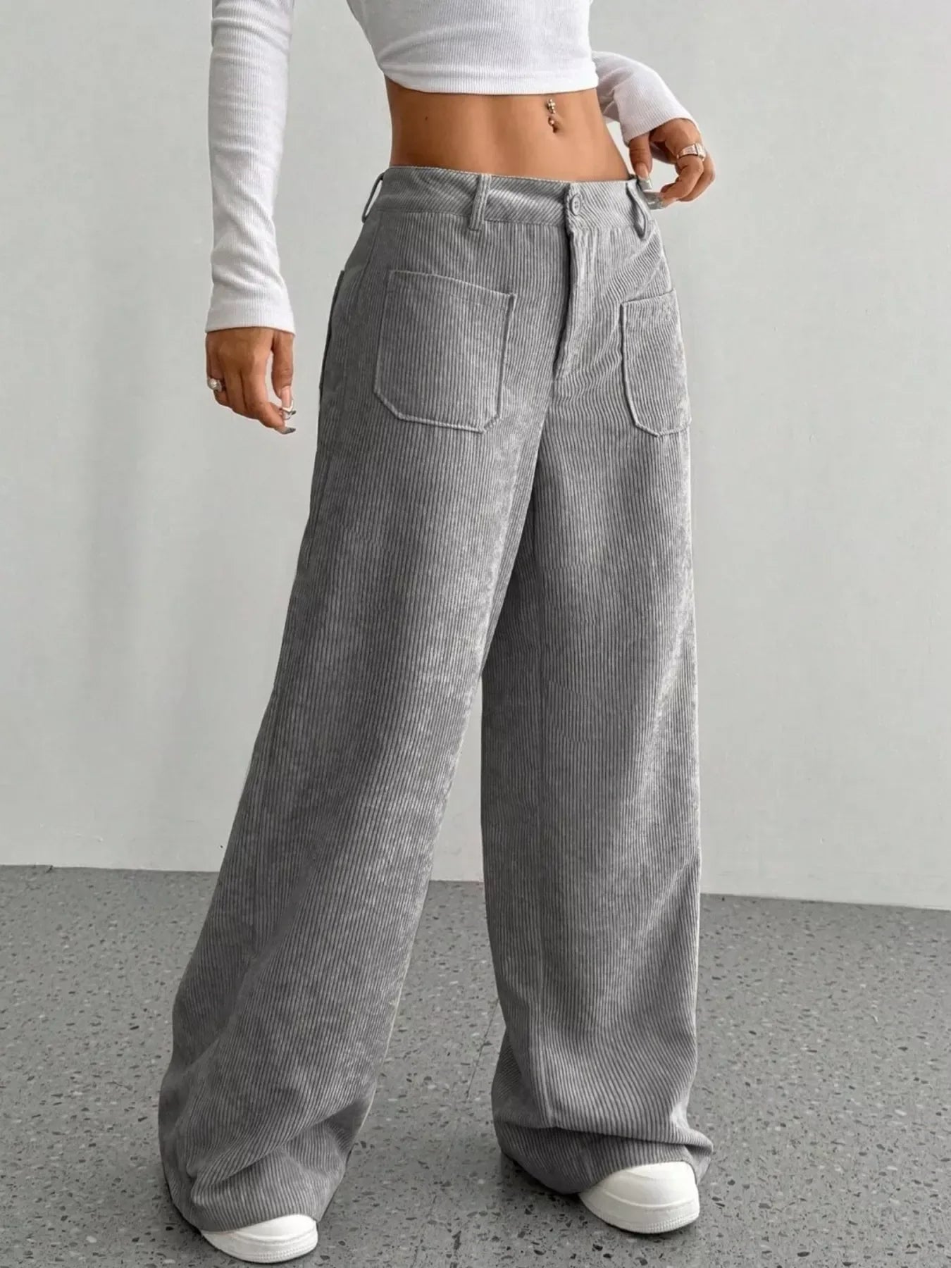 Wide Leg Corduroy Pants for Women