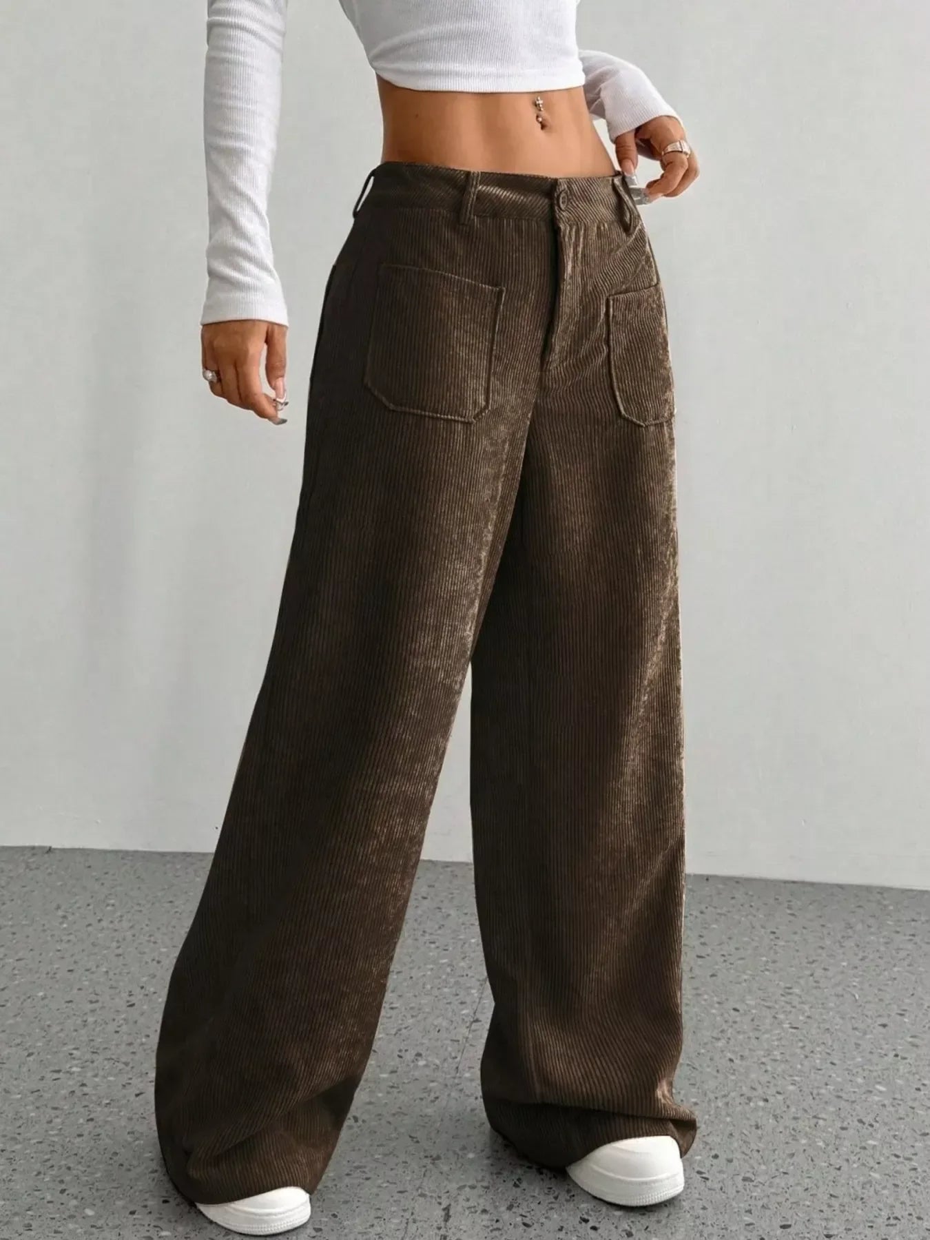 Wide Leg Corduroy Pants for Women
