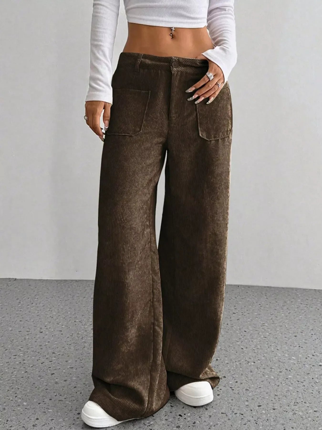 Wide Leg Corduroy Pants for Women