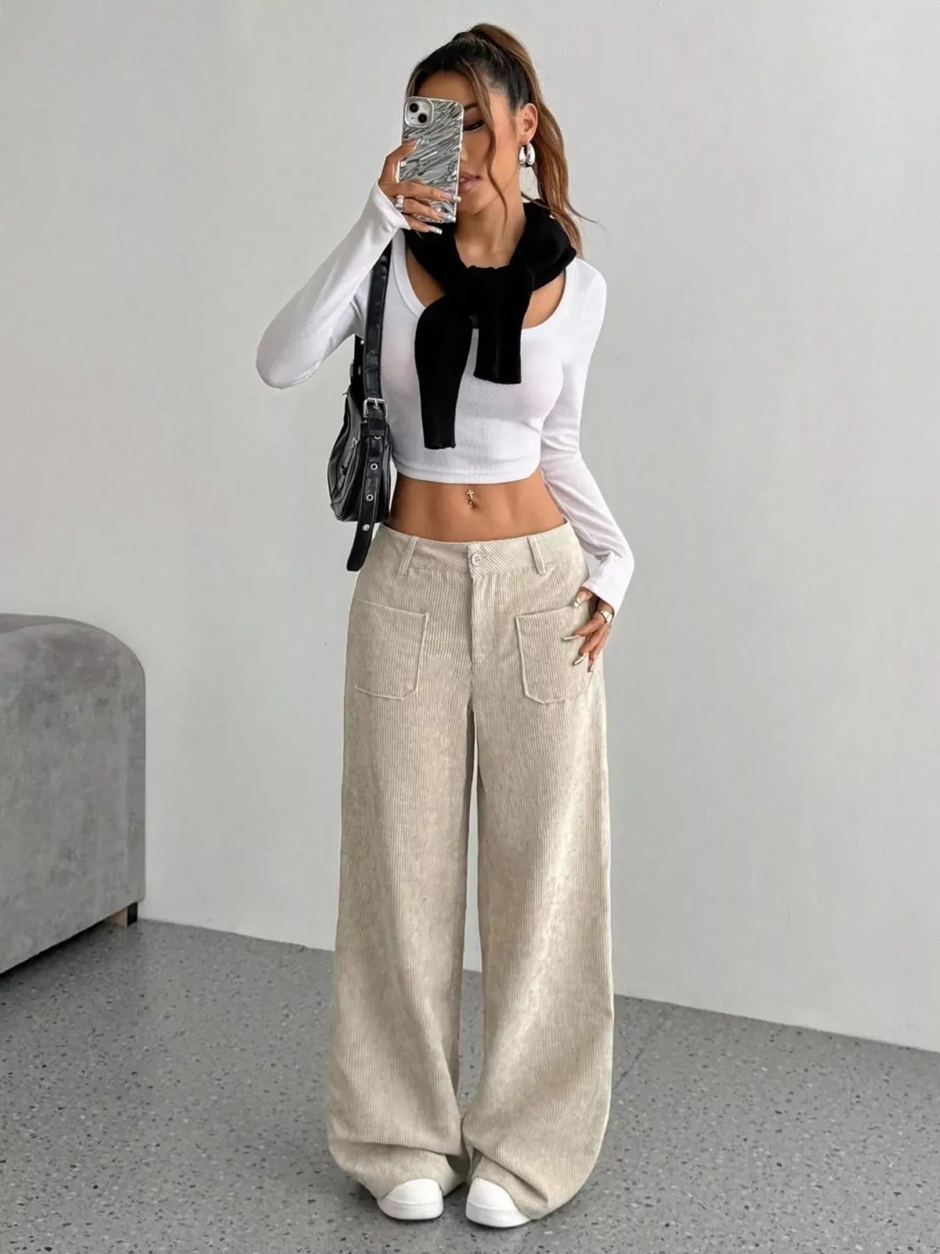 Wide Leg Corduroy Pants for Women