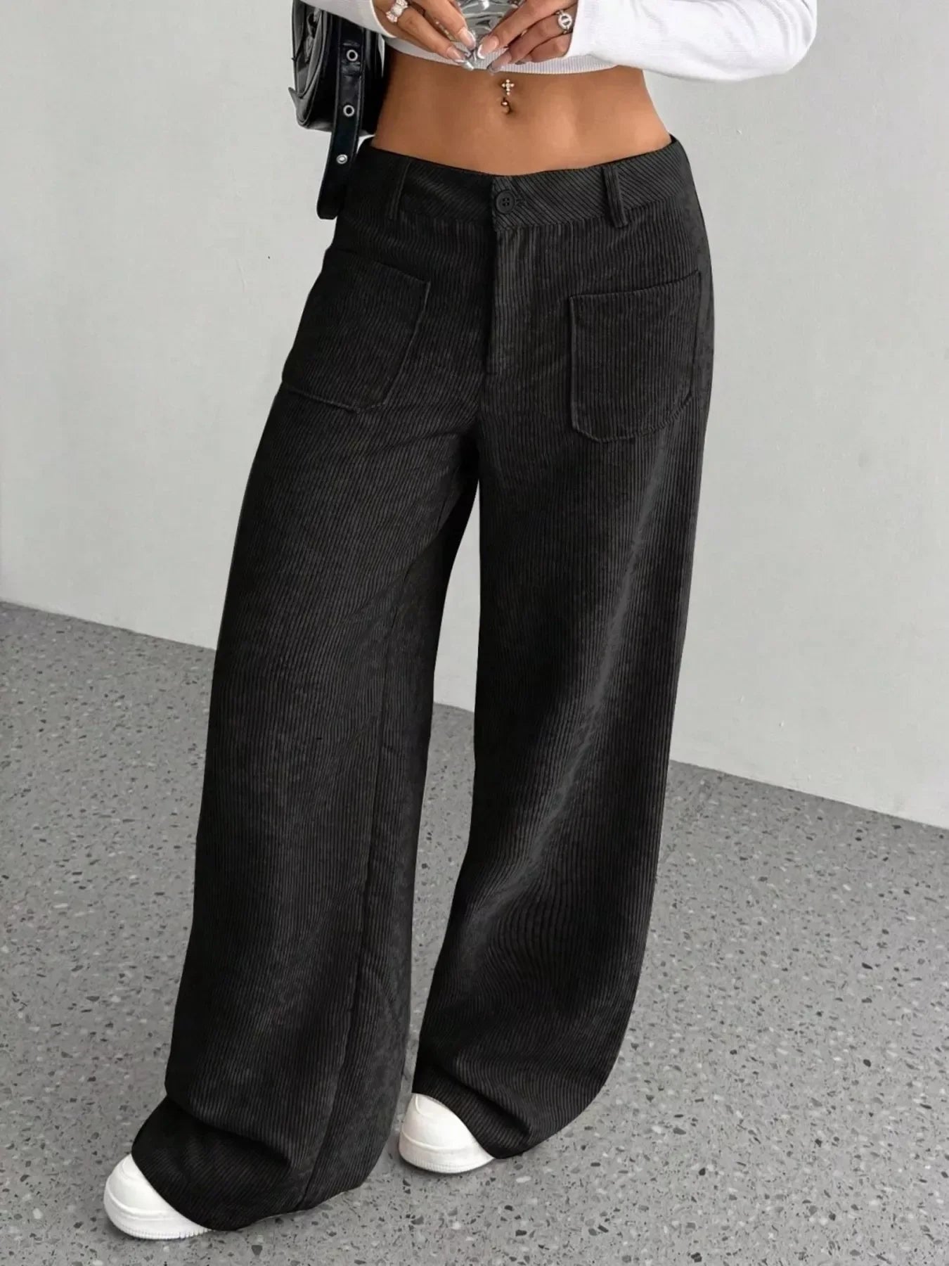 Wide Leg Corduroy Pants for Women