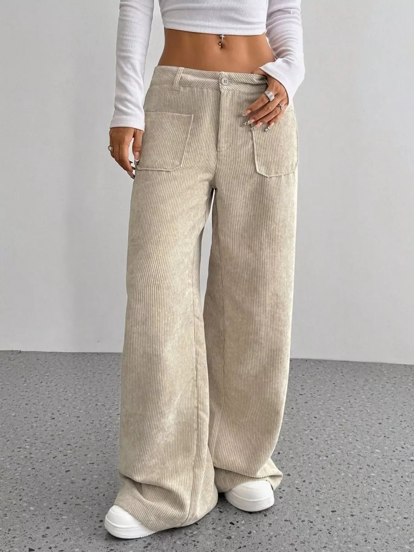 Wide Leg Corduroy Pants for Women