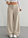 Wide Leg Corduroy Pants for Women Apricot / S