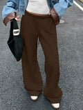 Wide Leg Drawstring Sweatpants Brown / S