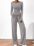 Long Sleeve Top and Wide Leg Pants Set