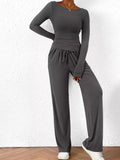 Long Sleeve Top and Wide Leg Pants Set