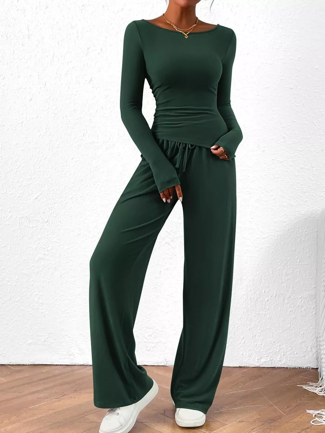 Long Sleeve Top and Wide Leg Pants Set