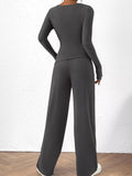 Long Sleeve Top and Wide Leg Pants Set