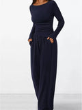 Long Sleeve Top and Wide Leg Pants Set