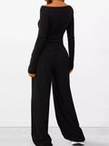 Long Sleeve Top and Wide Leg Pants Set