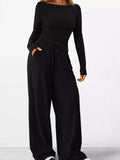 Long Sleeve Top and Wide Leg Pants Set