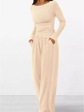 Long Sleeve Top and Wide Leg Pants Set