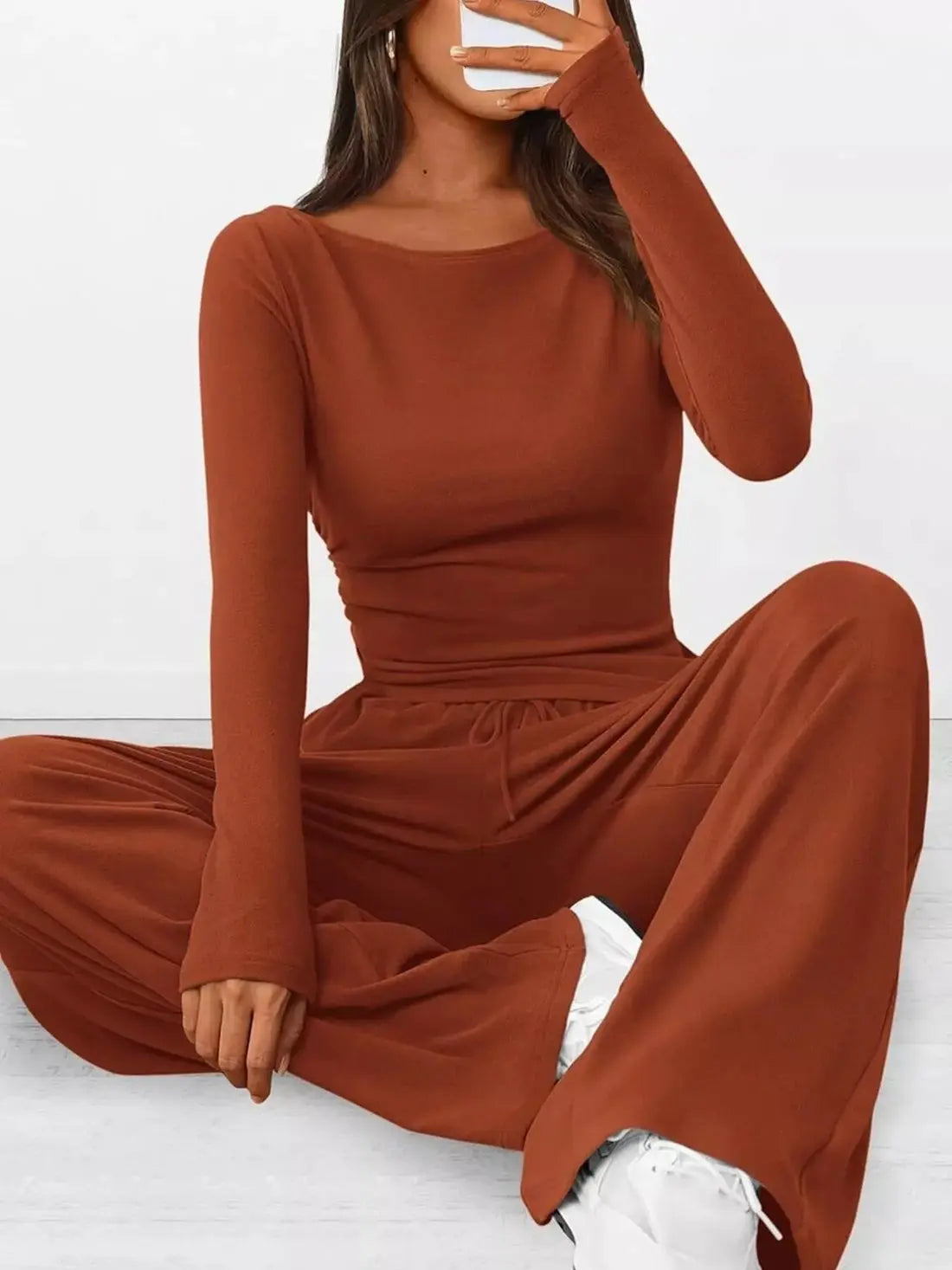 Wide Leg Pants Set Red / XS