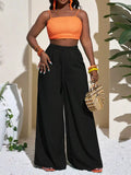 Wide-Leg Pants with Drawstring Black / XS