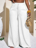 Wide-Leg Pants with Drawstring White / XS