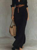 Belted Button-Front Shirt Maxi Dress