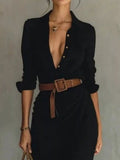 Belted Button-Front Shirt Maxi Dress