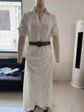 Belted Button-Front Shirt Maxi Dress