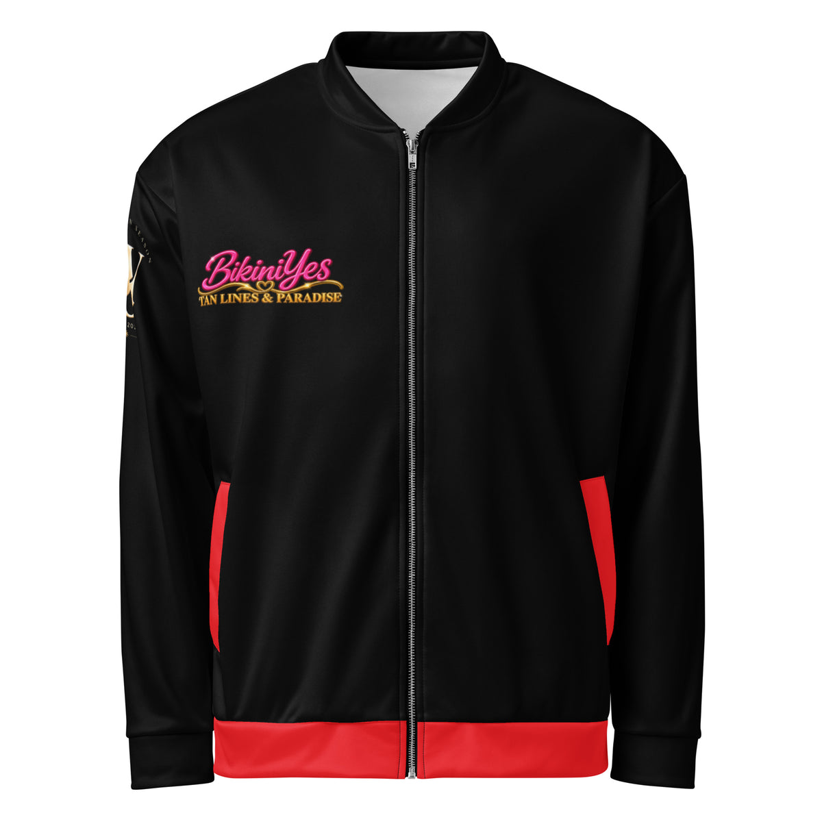 BY Tan Lines & Paradise — Women’s Black & Red Bomber Jacket