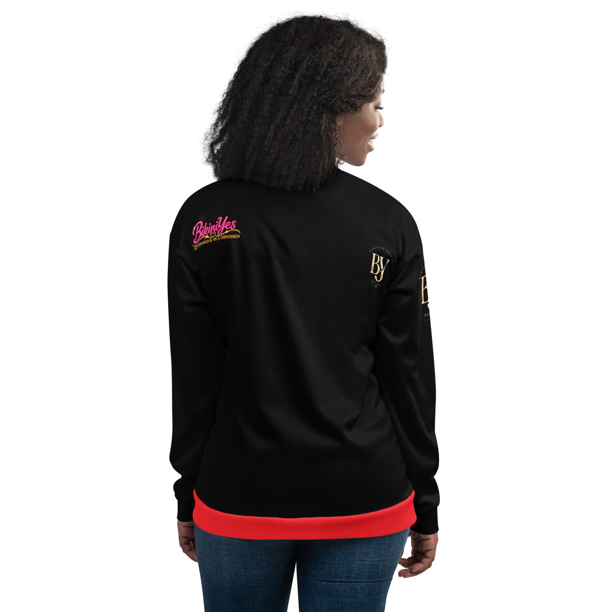 BY Tan Lines & Paradise — Women’s Black & Red Bomber Jacket