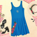 BY Island Glow — Women’s Blue Tropical Skater Dress