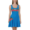 BY Island Glow — Women’s Blue Tropical Skater Dress S