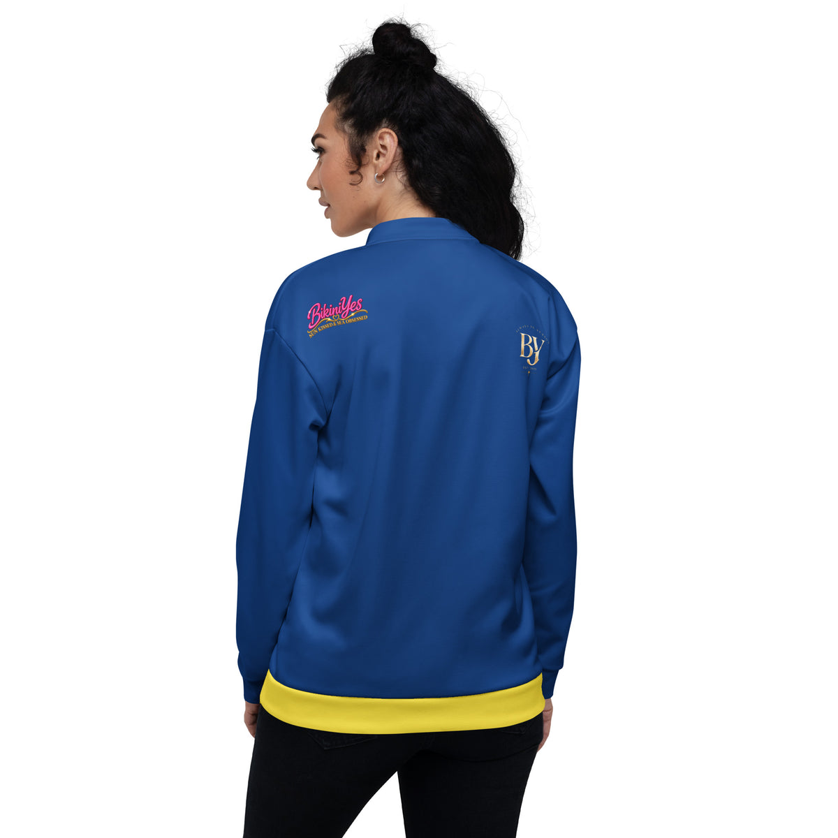 BY Tan Lines & Paradise — Women’s Blue & Yellow Bomber Jacket