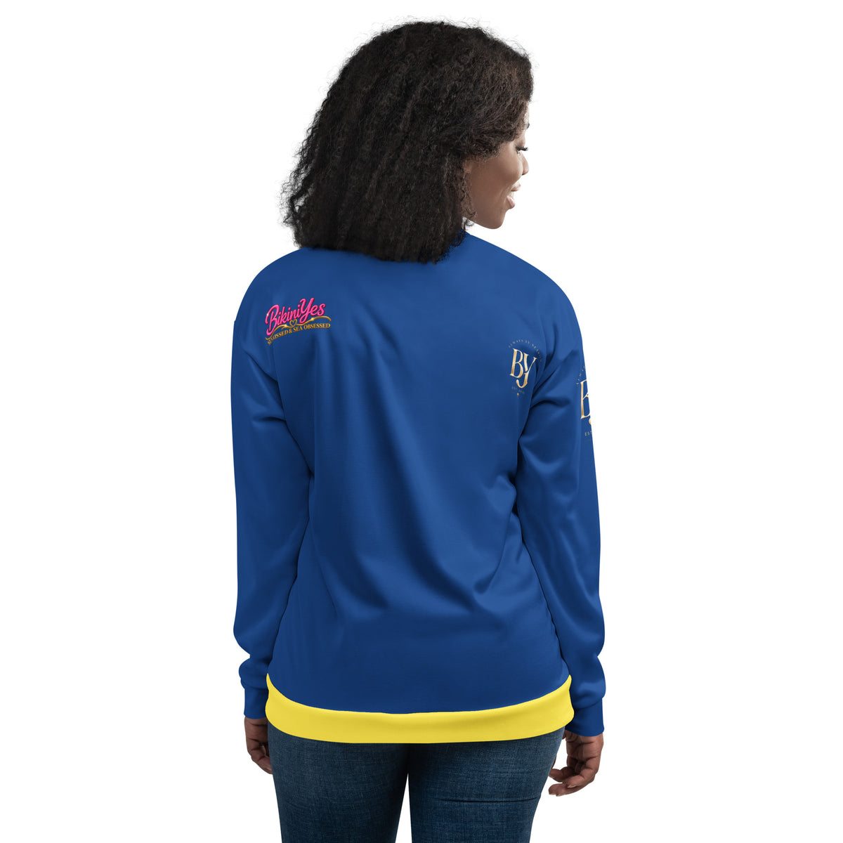 BY Tan Lines & Paradise — Women’s Blue & Yellow Bomber Jacket