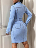 Button-Down Tie-Waist Denim Dress