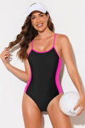 Women’s Contrast Strap One Piece Swimsuit Hot Pink / S